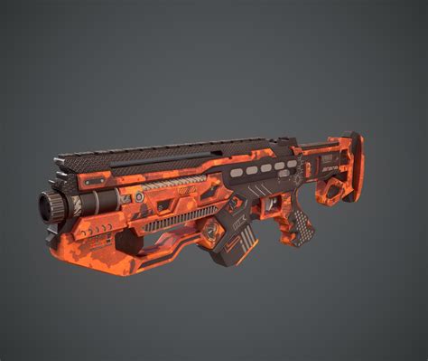 3D Model Space Gun Sci Fi Concept Weapon VR AR Low Poly Rigged