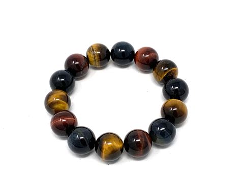 Multicolor Tiger Eye Stretch Bracelet 12 Mm Beads Etsy