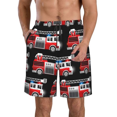 Lukts Fire And Rescue Truck Mens Swim Trunks Quick Dry Swim Shorts With