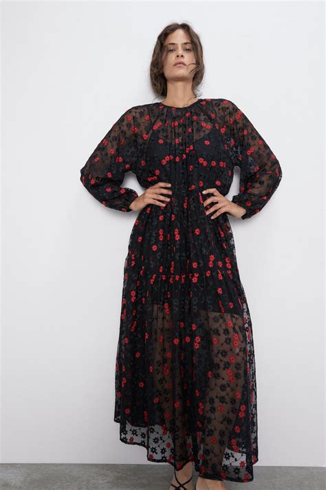 FLORAL EMBROIDERED OVERSIZED DRESS Maxi DRESSES WOMAN ZARA Canada