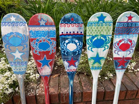 Painted Art Paddle One Painted Paddle Oar Art Nautical Wall Etsy