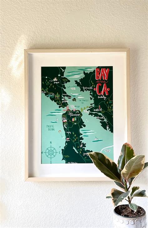 San Francisco Map Art Print Bay Area Illustrated Map | Etsy