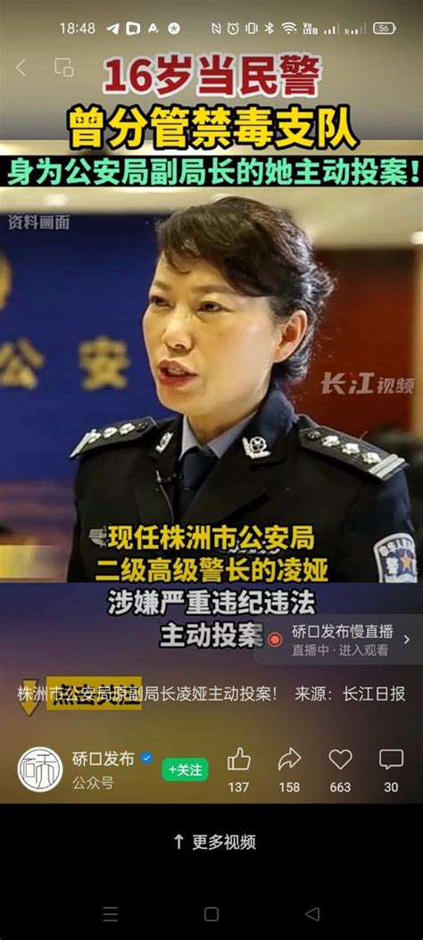 株洲公安副局长陪睡 女警长：一边抓查毒一边吸毒 2023年3月2日，株洲市纪委报，株洲市公安局副局长、高级警长凌娅，因涉嫌严重违纪违法投案。