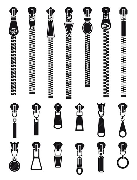 Premium Vector Zipper Silhouettes Textile Zip Pull Isolated Clothes