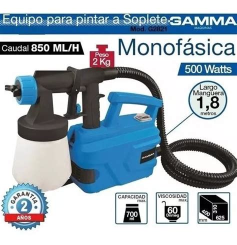 Equipo Pistola Pintar A Soplete Gamma 500w G2821 Maquina Allende Máquinas