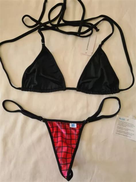 WICKED WEASEL MICROMINIMUS 449 Red Square Bikini Bottom Black 312 Tri