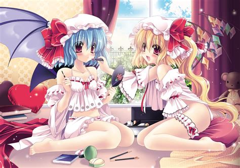 Fond D Cran Illustration Anime Cheveux Bleus Touhou Dessin Anim