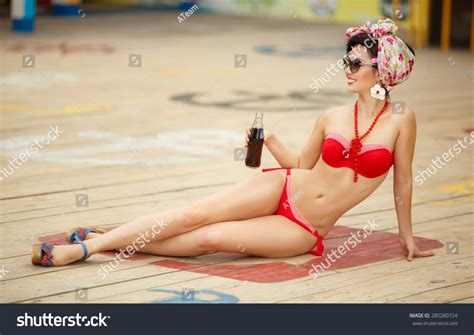 Beautiful Woman Outdoors Bikini Girl Pin Stock Photo Shutterstock