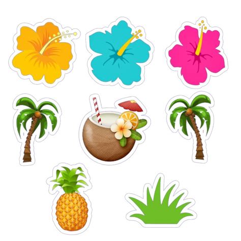 50 Apliques Luau Festa Tropical Toppers Tags Para Tubetes Ou Docinhos