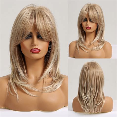 Amazon Ufindcos Layered Blonde Long Wig With Bangs Shoulder