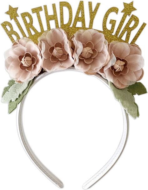 Madeng Birthday Girl Headband Glitter Pink Happy Birthday