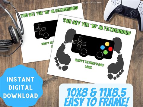 Gamer Dad Fathers Day T Footprint Controller Card Craft Etsy In