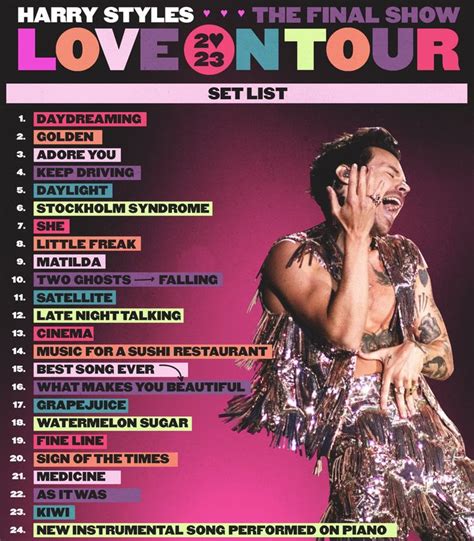 Final Love On Tour Setlist 💌 In 2023 Love On Tour Harry Styles