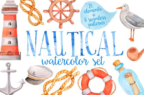 Watercolor nautical set ~ Illustrations on Creative Market