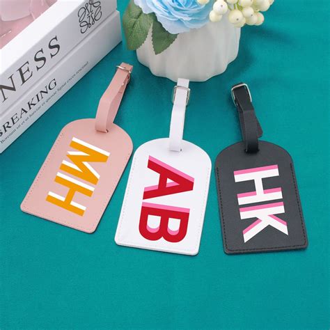 Shadow Monogram Luggage Tag Personalized Luggage Bag Tag Bachelorette