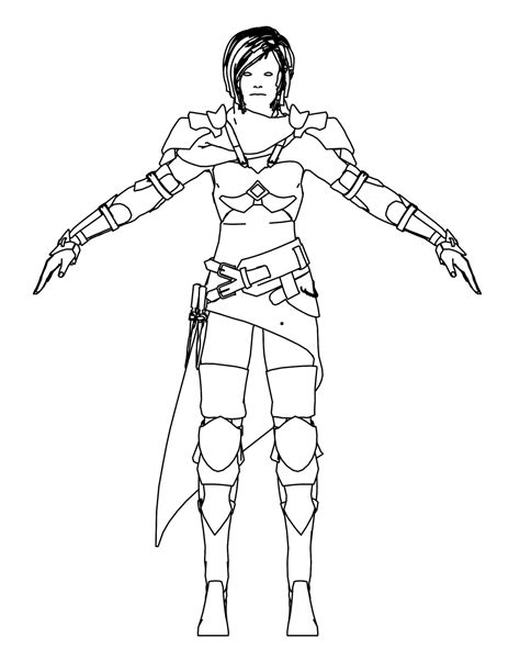 Female Warrior Assassin Front View Coloring Page Wecoloringpage