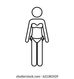 Monochrome Contour Pictogram Woman Bikini Vector Stock Vector Royalty