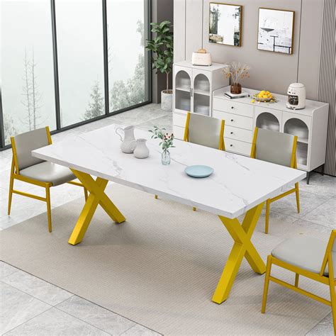 Dining Table Modern Square Kitchen Table With Printed Marble