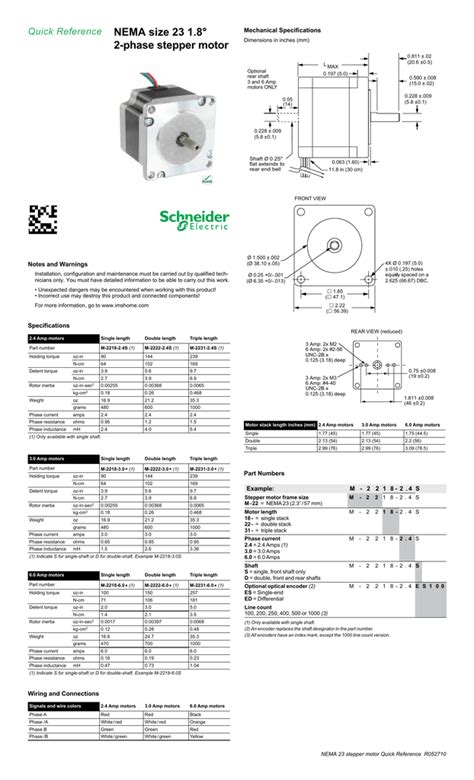 Stepper Motor Nema Frame Size Chart