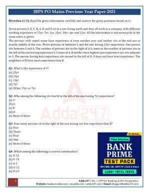 Fillable Online Linear Seating Arrangement Questions For Bank Po