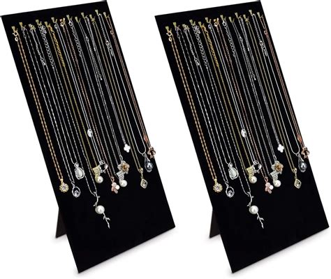 Amazon Foraineam 3 Pack Black Velvet Jewelry Display With 17 Hooks