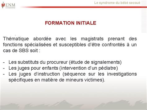 Le Syndrome Du Bb Secou Enjeux De Formation