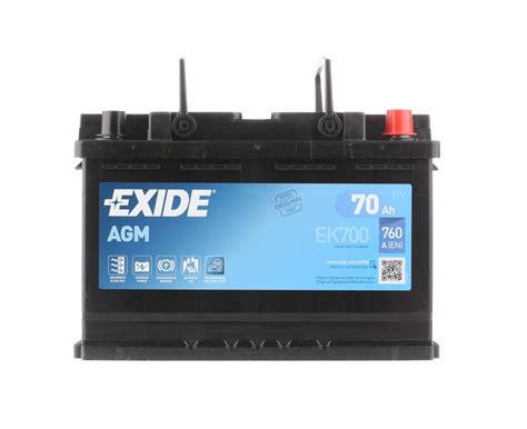 EK700 067AGM EXIDE EK700 Start Stop Batterie 12V 70Ah 760A B13 AGM