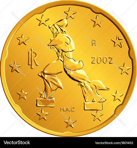 Obverse italian money gold euro coin Royalty Free Vector