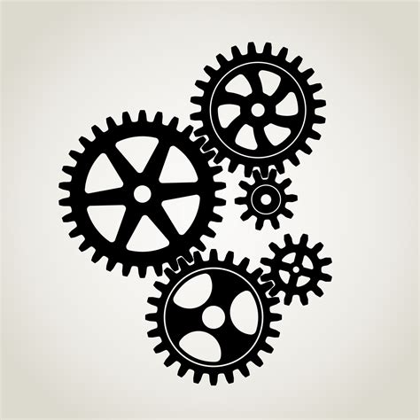 Gear Set Small And Big Black Silhouette Vector Art At Vecteezy