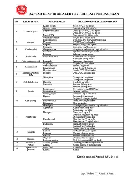 Daftar Obat High Alert Rsu Pdf Therapy Drugs