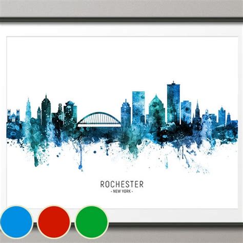 Rochester New York Skyline Art Print Poster Ny Item T4879 Etsy