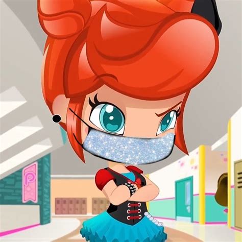 A Cartoon Girl With Red Hair And Blue Eyes Is Wearing A Bandage Around