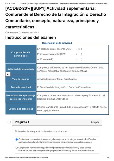 Examen ACDB 2 20 SUP 1 Actividad Suplementaria Comprende El Derecho