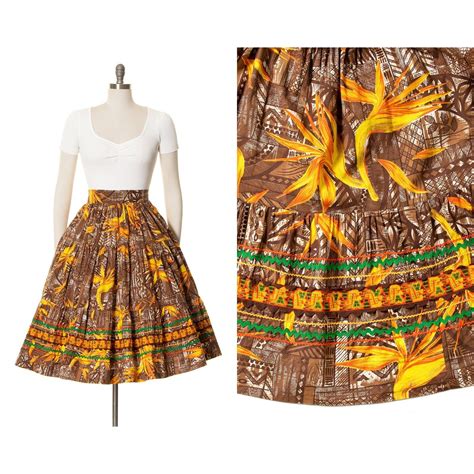 Vintage 1950s Circle Skirt 50s Birds Of Paradise Flor Gem