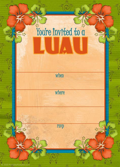 Free Printable Party Invitations Free Hawaiian Luau Invites