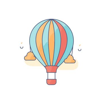 Hot Air Balloon In A Stylized Modern Flat Design Illustration Vector A Lineal Icon Depicting