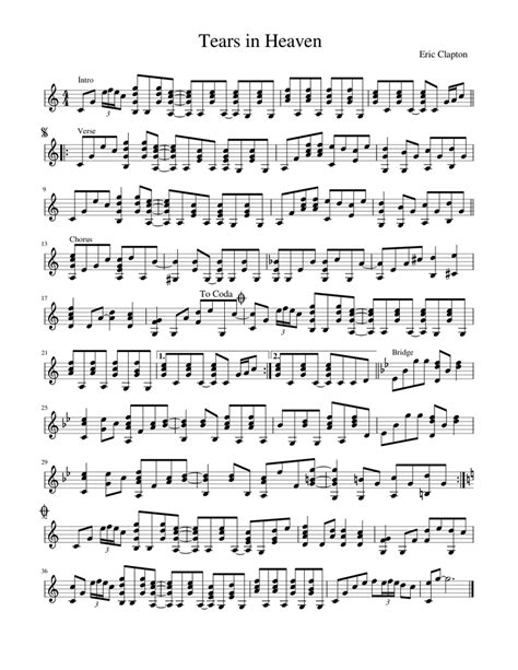 Tears in Heaven Sheet music for Piano (Solo) | Musescore.com