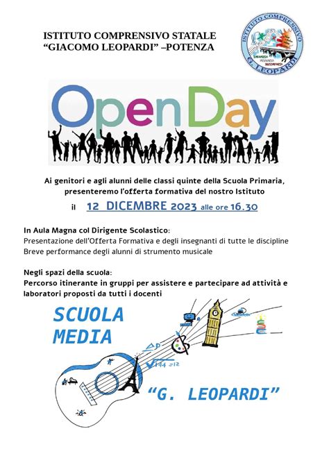 Open Day Scuola Secondaria Di Primo Grado ISTITUTO COMPRENSIVO