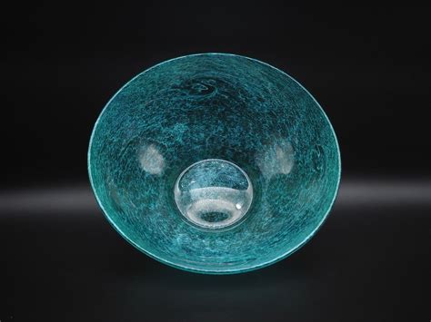 Early Scottish Vasart Turquoise Glass Bowl