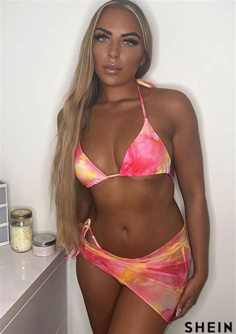 Shein Swim Vcay Tie Dye Bikini Set Halter Triangle Bra Top Tie Side Bikini Bottom Cover Up