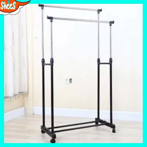 Jual SHS Stand Hanger Gantungan Baju Berdiri Stainless Besi Double