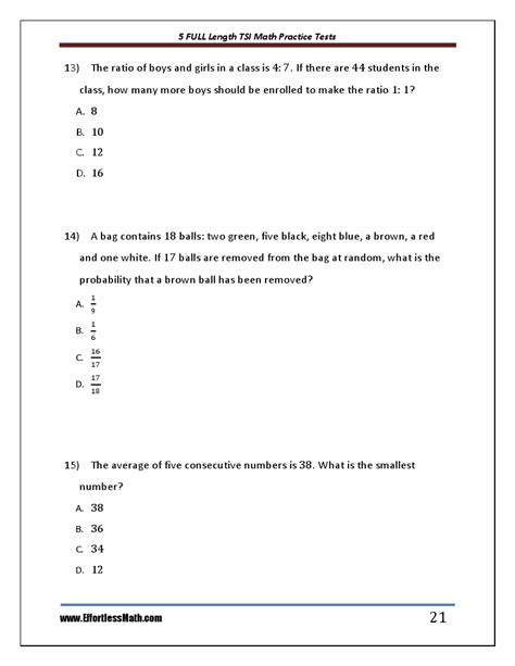 Full Length Tsi Math Practice Tests The Practice You Need To Ace The