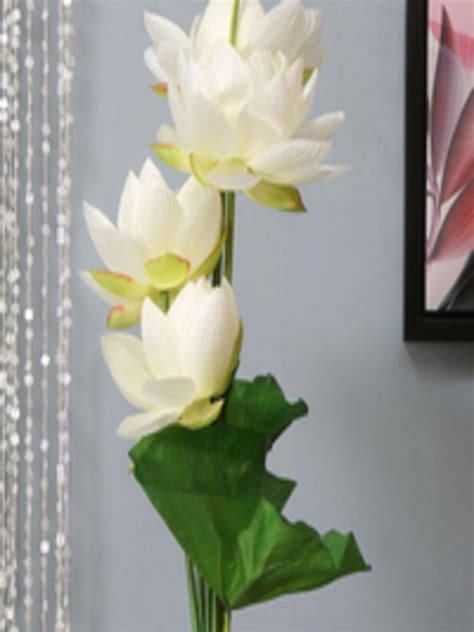 Buy Athome By Nilkamal White Green Artificial Lotus Flower