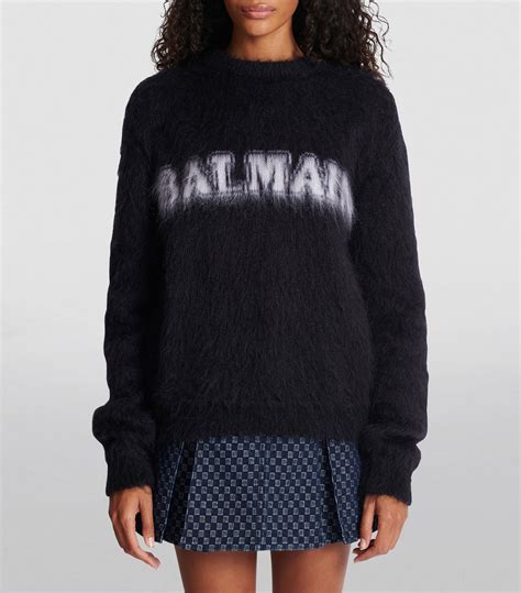 Balmain Logo Jacquard Sweater Harrods US