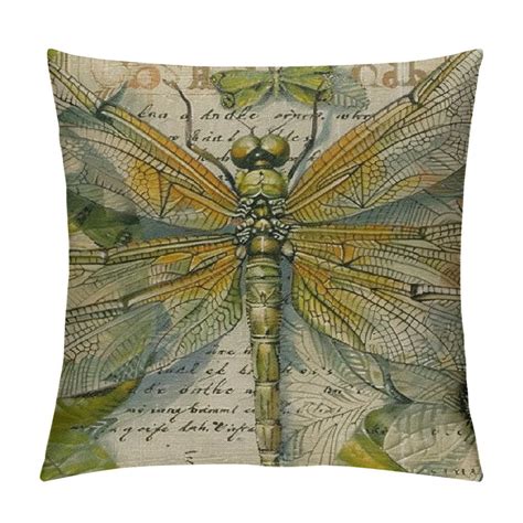 Canflashion Vintage French Dragonfly Country Style Throw Pillow Case