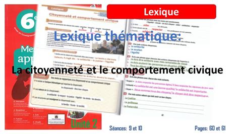 Lexique Thématique La Citoyenneté Et Le Comportement Civique Pages 60 Et 61 Youtube