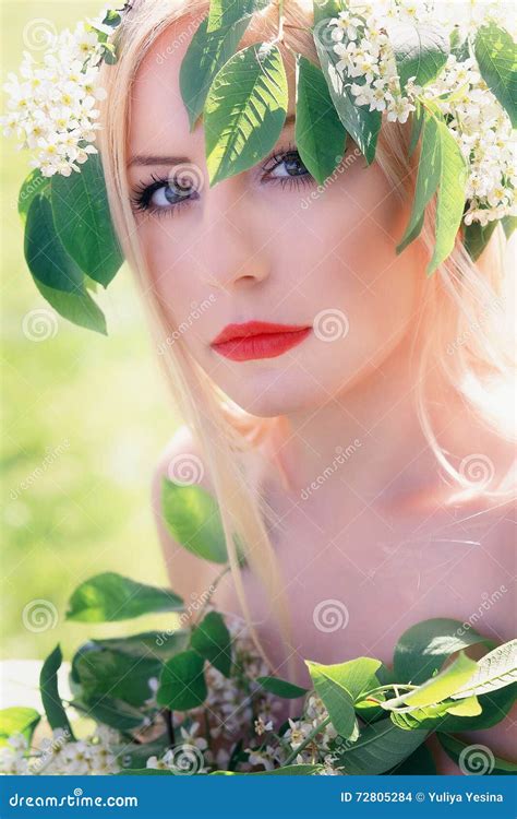 Naked Girl With Flowers Stock Photo Image Of Green Flowers