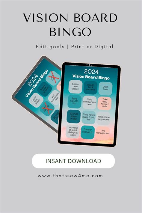 Digital Vision Board Bingo Bingo Vision Board Digital Bingo