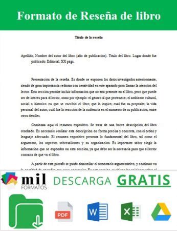 Formato para reseña de libro Milformatos