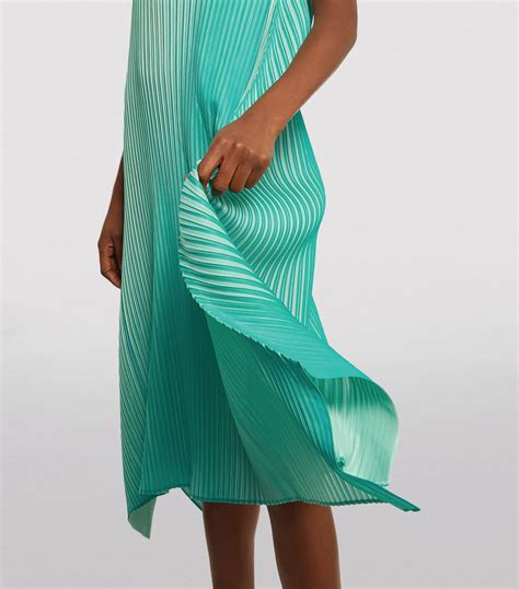 Pleats Please Issey Miyake Green Sleeveless Pleated Midi Dress Harrods Uk